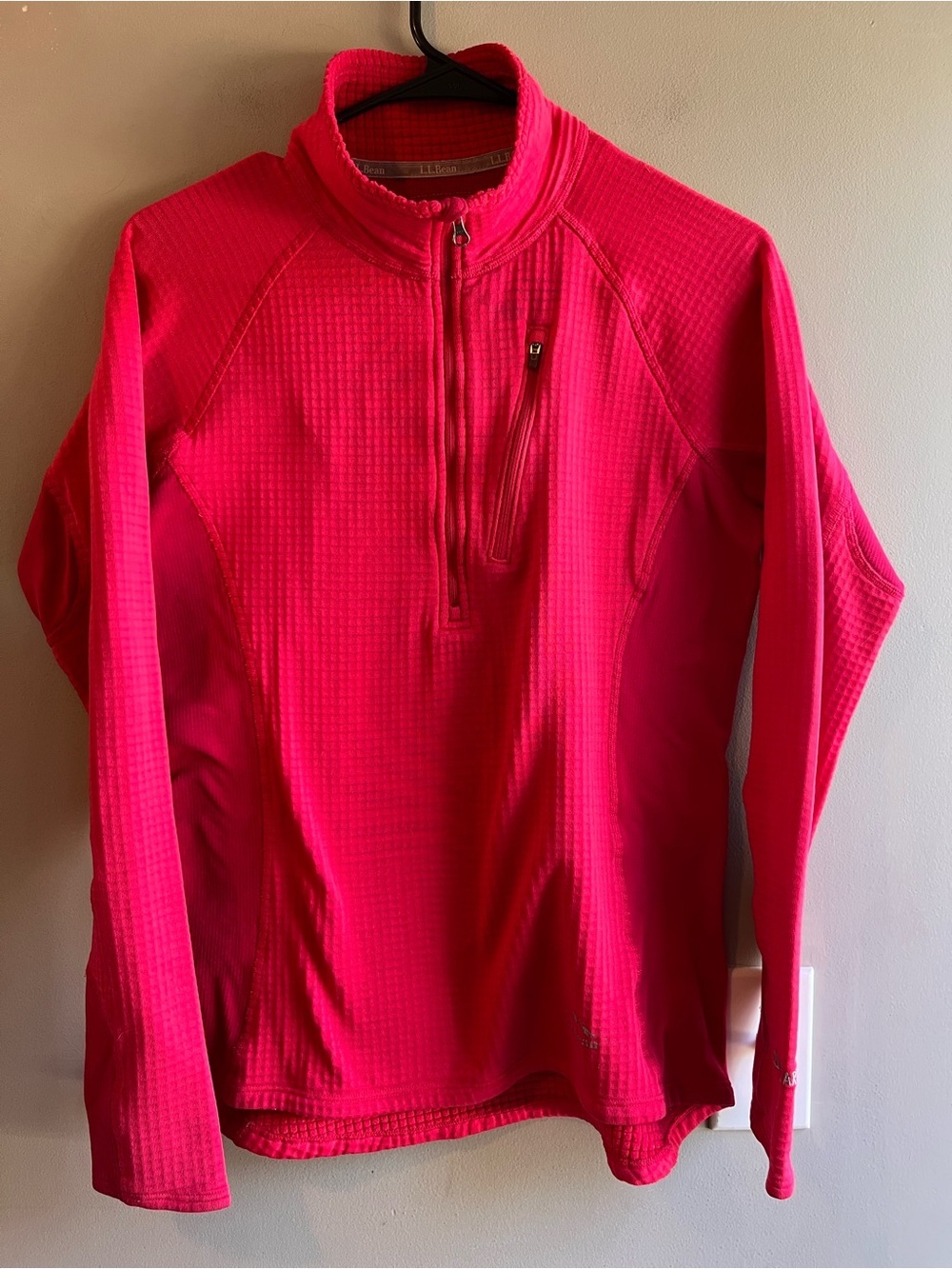 LL Bean Bright Pink Quarter-Zip Performance Pullover Small Polartec